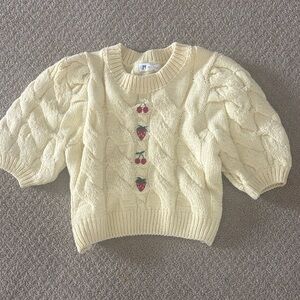 Charming Cream Sweater with Strawberry Details